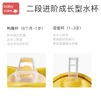 babycare婴儿学饮杯6个月宝宝喝水杯儿童吸管杯外出携带防摔tritan挂绳款300ml-洛克黄