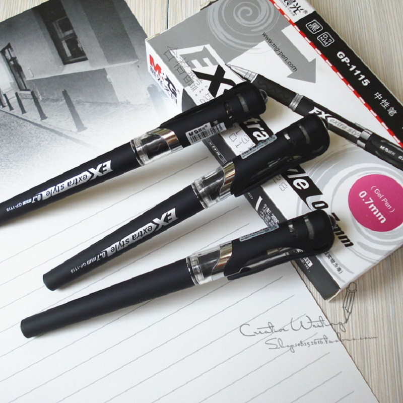 晨光(M&G) GP1115 拔盖中性笔 黑 0.7mm (12支/件) 2件装高清大图