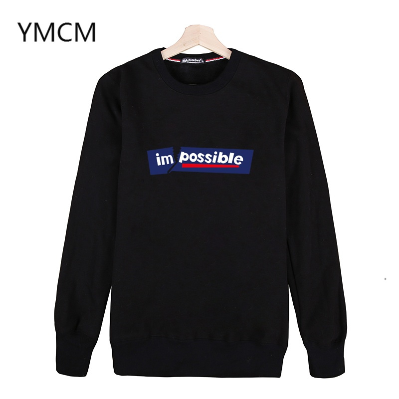 YMCM男装冬季男装外穿宽松胖子男大码卫衣加绒保暖圆领长袖T恤加厚打底衫