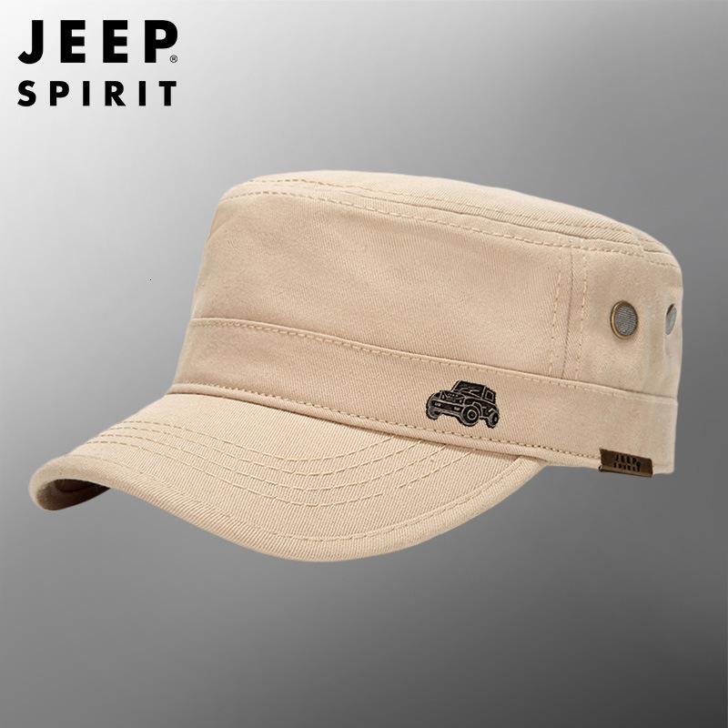jeep帽子男帽美国高档男士休闲高端品牌专柜夏季平顶帽0077 卡其色