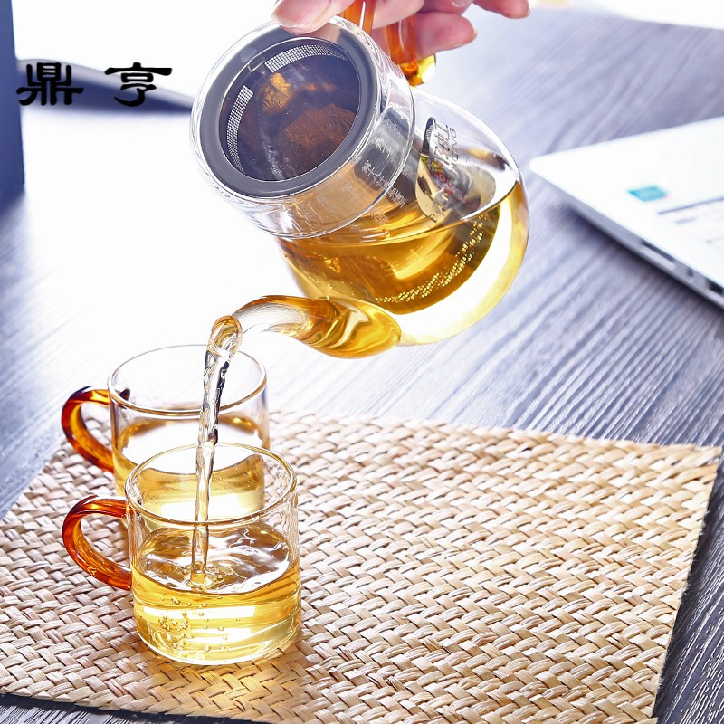 鼎亨红茶茶具玻璃茶具过滤隔耐热不锈钢内胆冲茶器泡茶壶红茶杯花
