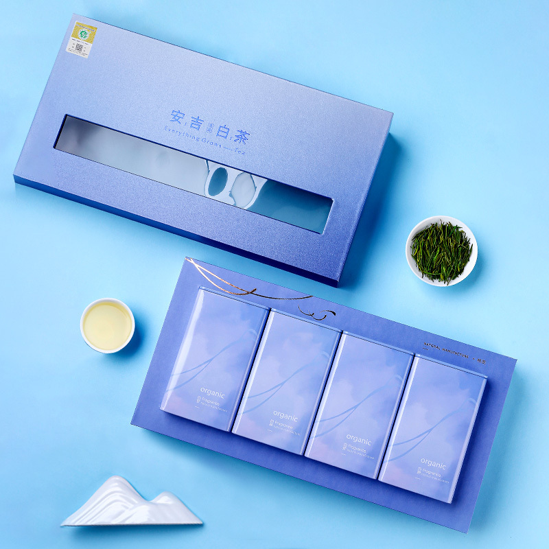 贡苑 茶叶 绿茶 安吉白茶茶叶礼盒 明前特级好茶小罐珍稀绿茶叶正宗原产地白茶送礼200g