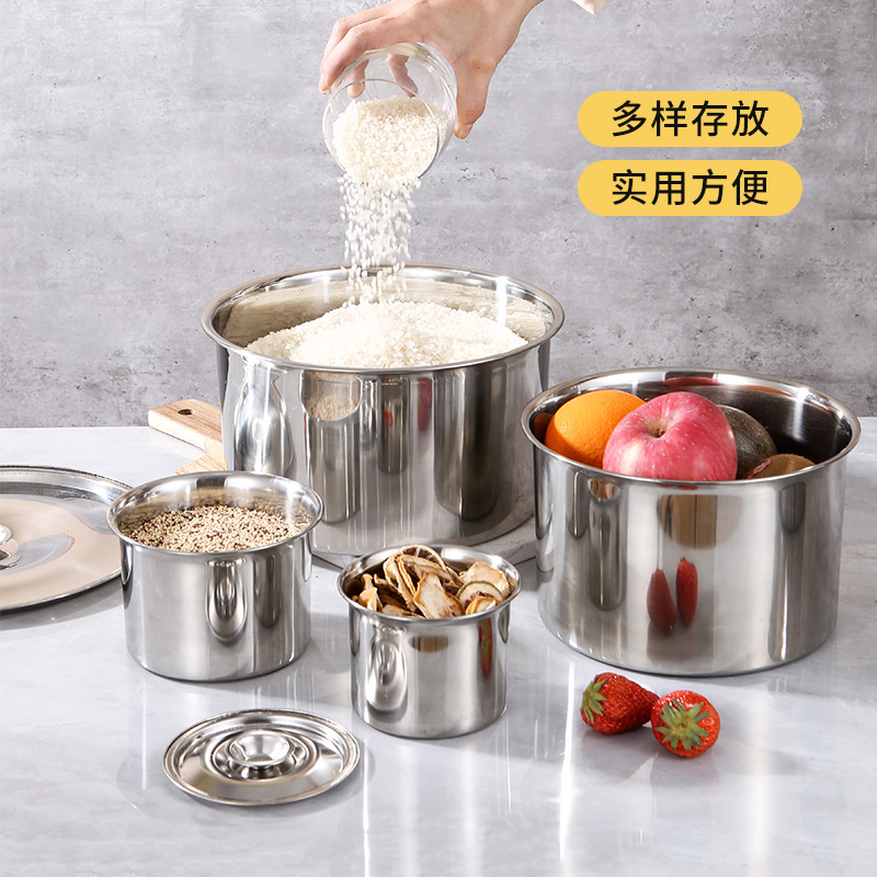 [补贴10%]调料盒罐子调味罐不锈钢商用桶盅缸佐料猪油油罐厨房带盖家用味盅高清大图