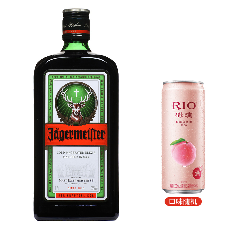 野格(Jagermeister)洋酒 德国 利口酒700ml+RIO锐澳3度微醺(口味随机)