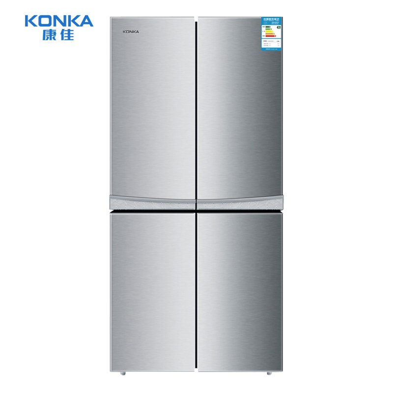 康佳(KONKA)BCD-330L4GY 330升十字对开门冰箱 四门保鲜 不串味 拉丝面板 低耗静音 家用多门(银色)