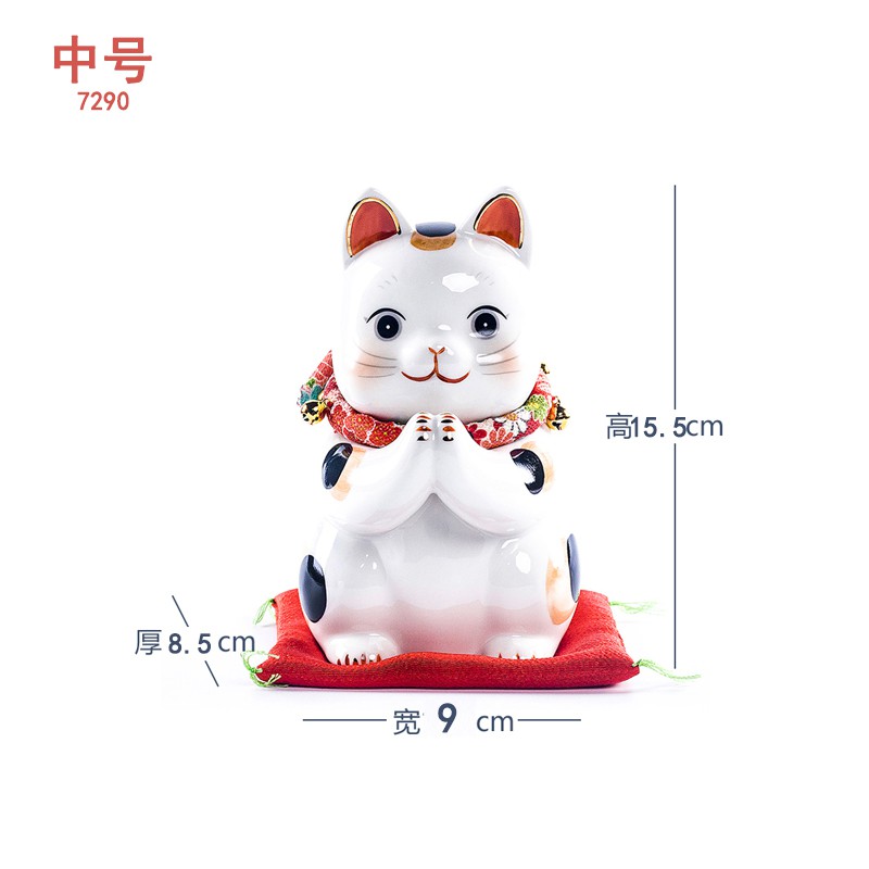 日本祈愿猫大号摆件开业生日结婚创意情人节礼品 三维工匠 7290+7291配玻璃罩猫高清大图