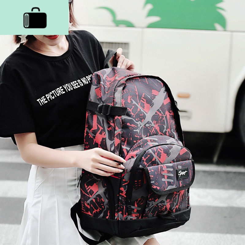 双肩包女2020潮流印花防水旅行背包男韩版初中生大容量中学生书包NEWLAKE高清大图