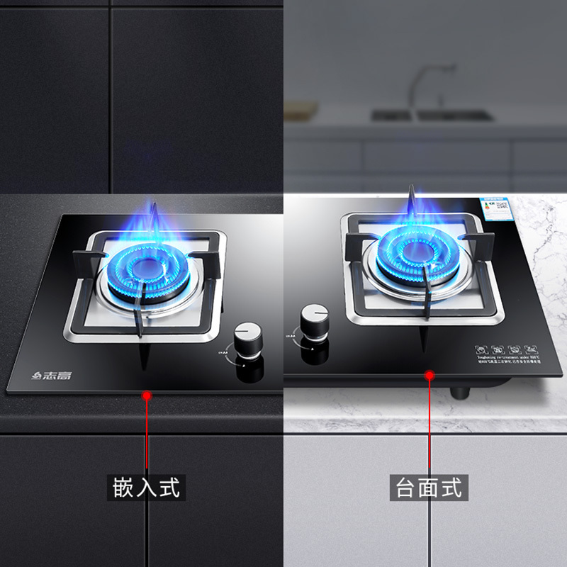 志高(CHIGO) H108双灶眼灶具台嵌两用 (天然气) 大火力家用 双灶脉冲点火燃气灶
