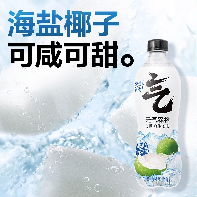 元气森林海盐椰子味苏打气泡水480ml×15瓶0糖0脂0卡饮料无糖汽水高清大图