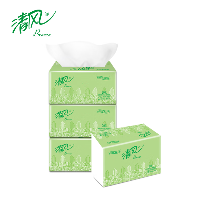 清风 软包抽取式面巾纸 BR38AE1 190*132mm双层 200抽/包 3包/提 16提/箱高清大图