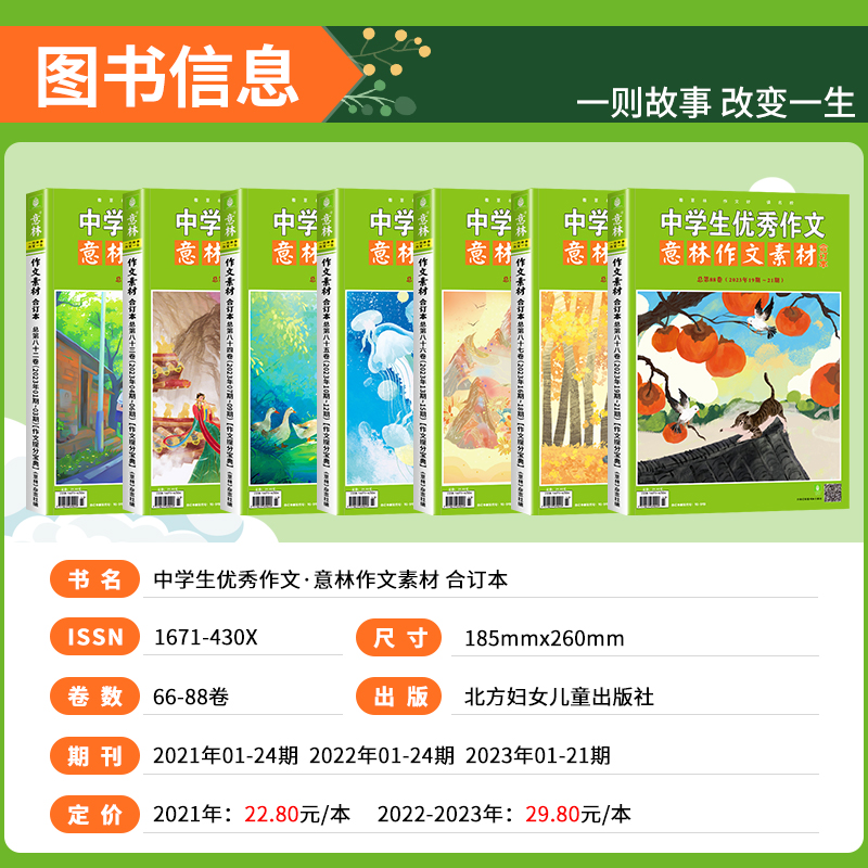[23年合计8卷]第82-89卷(01-24期)先发 [正版]意林作文素材合订本中学生作文大全2023年第87卷86高清大图