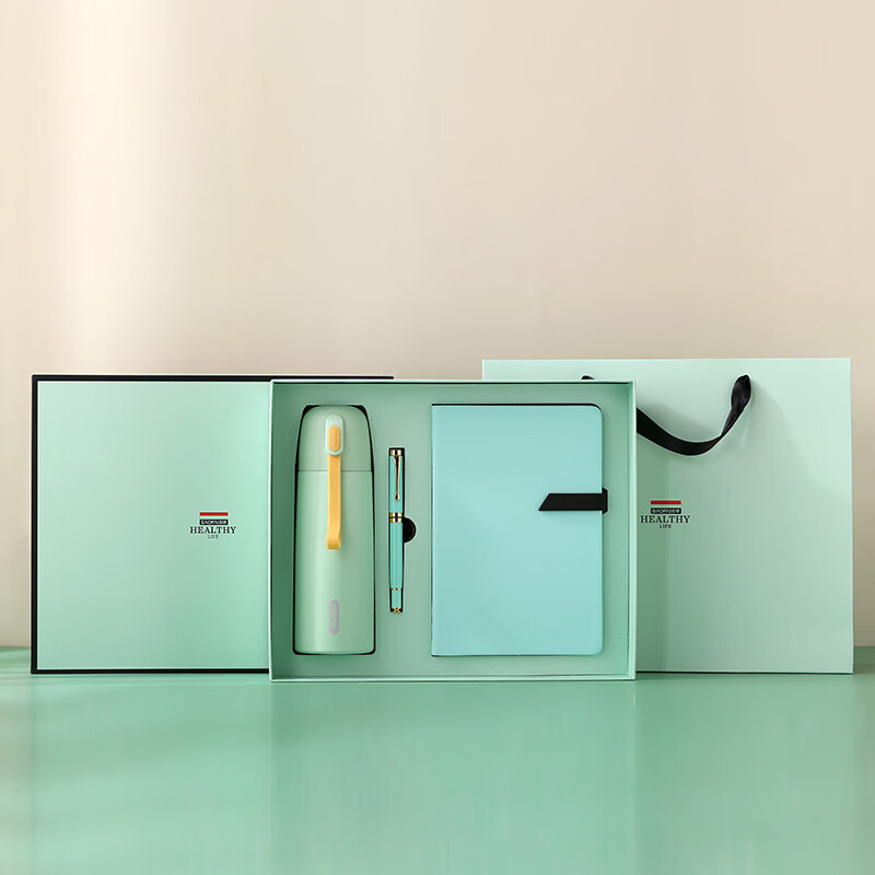 豹牌 BP-T21绿色 一本办公三件套 保温杯 笔记本组合 套装高清大图