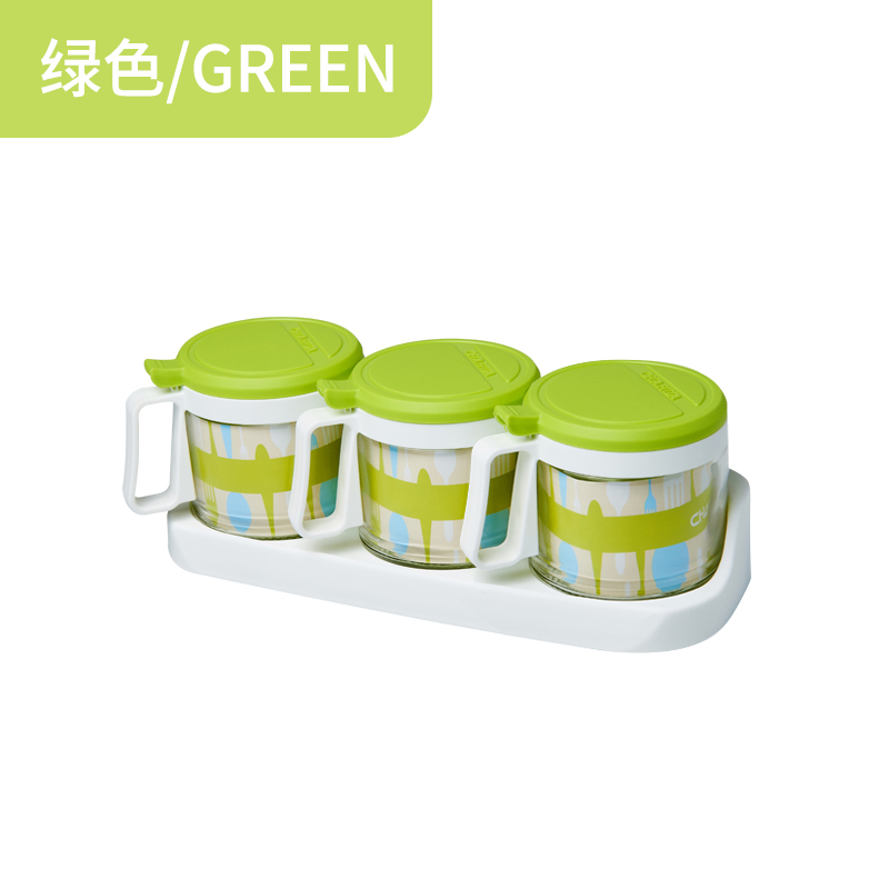 茶花厨房调料盒组合套装玻璃盐罐家用塑料调料瓶收纳盒小号调味罐