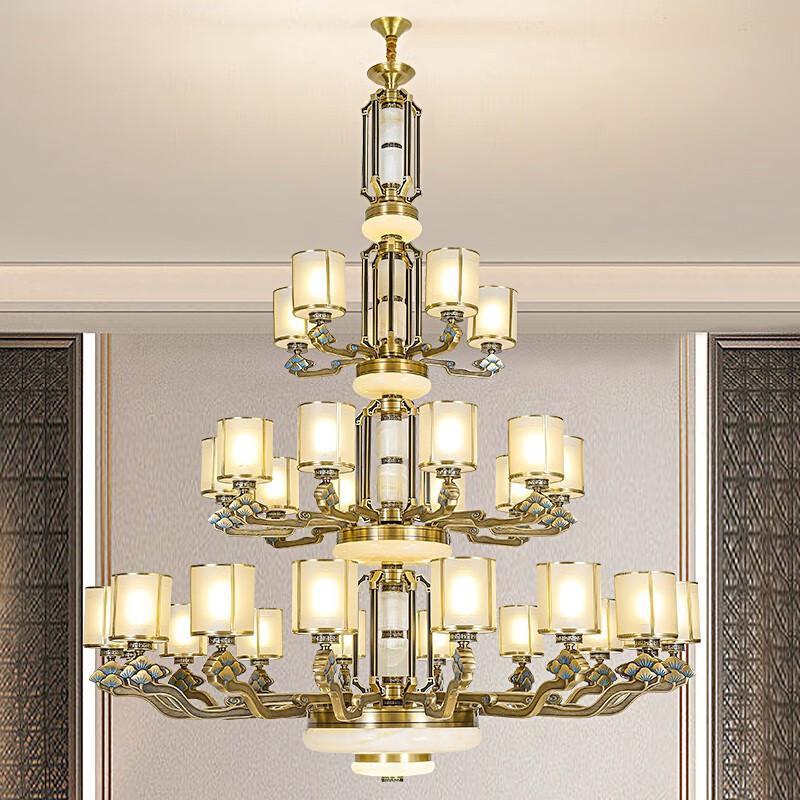 觅物新中式客厅吊灯全铜古典禅意中国风别墅大厅包厢高端卧室餐厅灯具