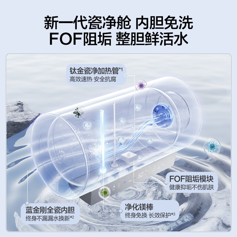万和(Vanward)[气泡洗润养肤 长白山R8Pro]80升电热水器 杀菌去农残 FOF抑垢鲜活水免镁3300W速热