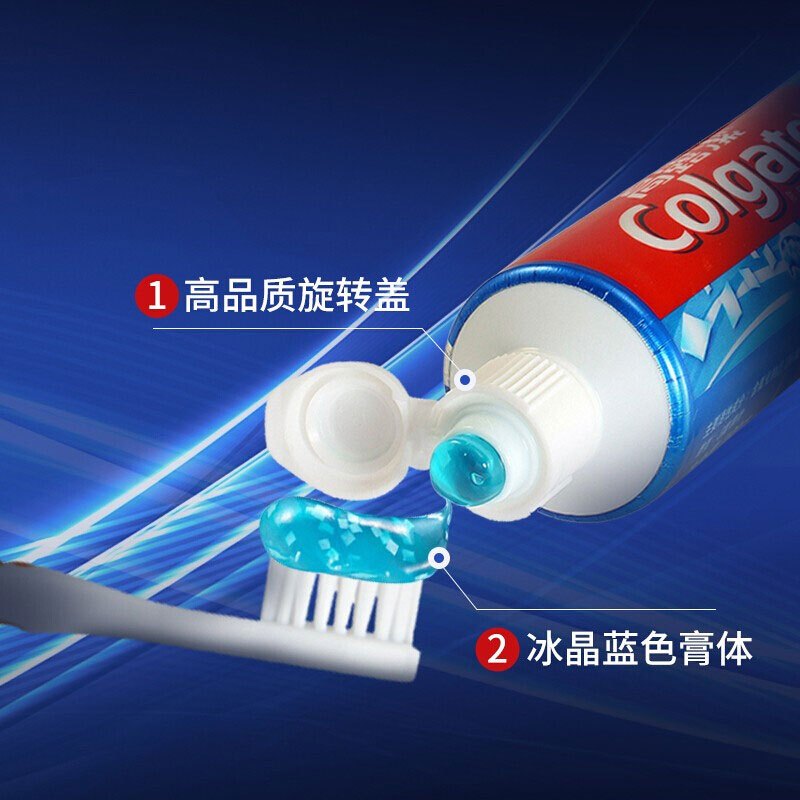 高露洁冰爽三重薄荷120g牙膏 清新口气口腔护理牙膏家庭装 冰爽薄荷牙膏120g*3支