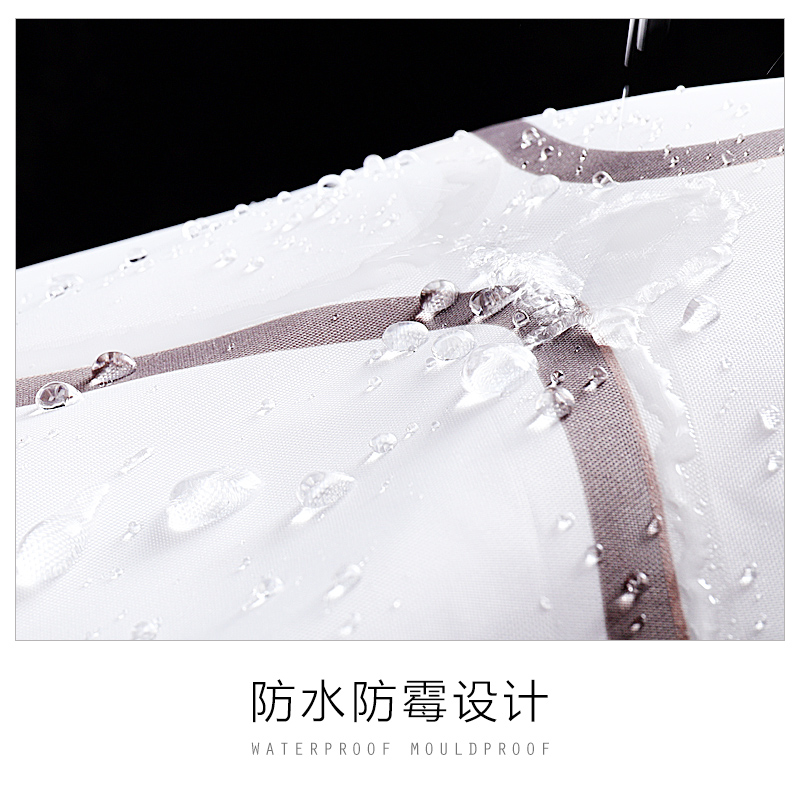 卫生间浴帘加厚涤纶窗帘隔断帘浴室防水帘帘淋浴帘免打孔伸缩杆 三维工匠 宽150*高200送环+1.6杆浴杆高清大图