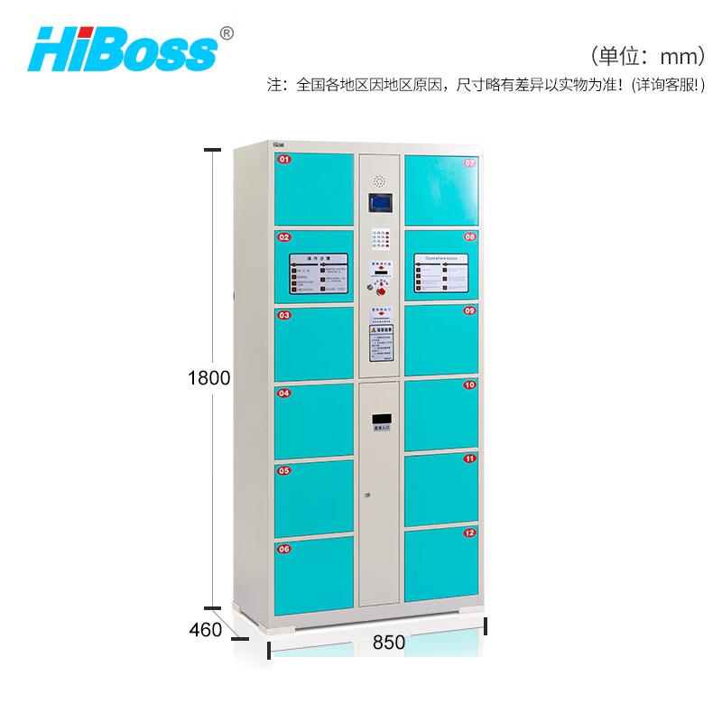 HiBoss 存放柜商场超市单位寄存柜电子智能储物柜存包柜条形码12门