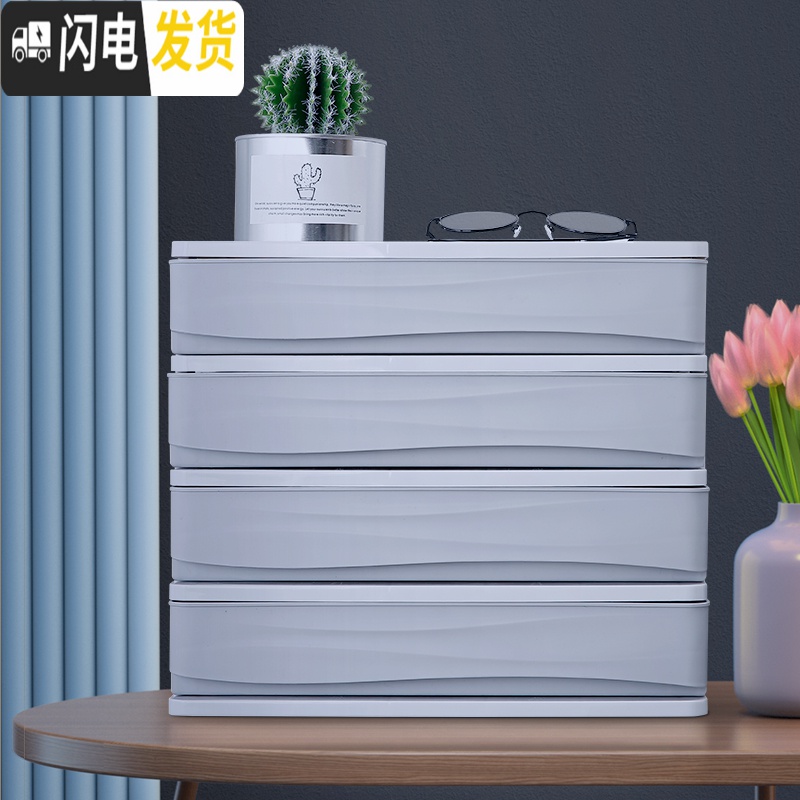三维工匠办公桌面收纳盒塑料小抽屉式文件夹收纳柜书桌上储物盒杂物整理箱高清大图