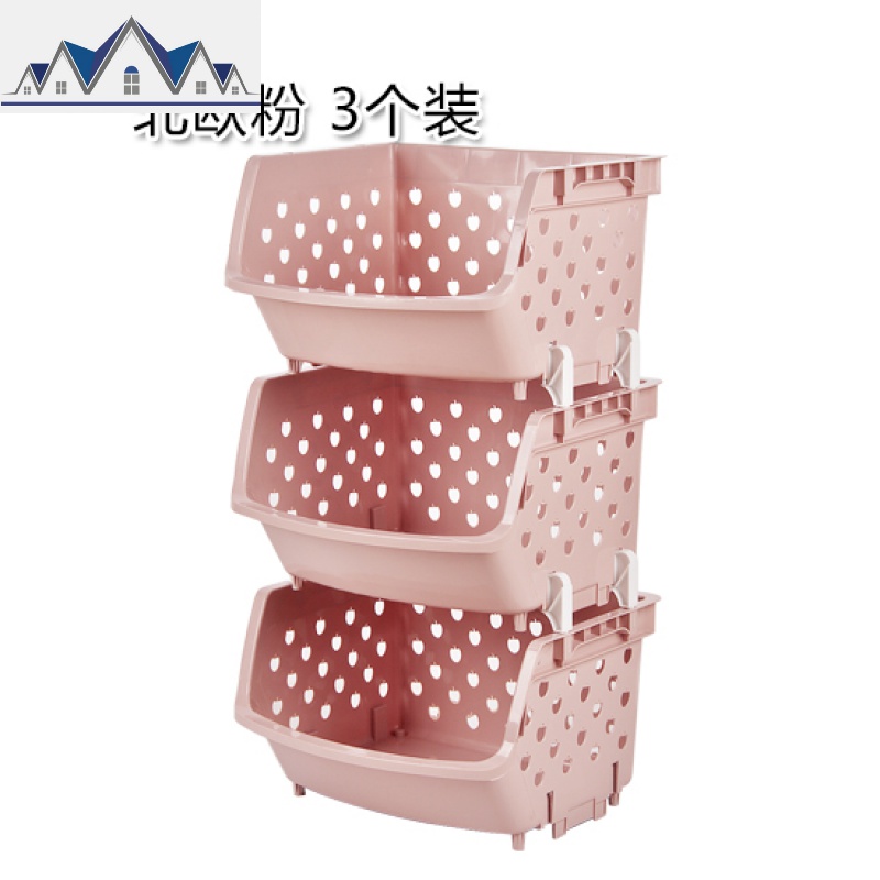 家用塑料收纳筐厨房果蔬收纳篮3层 蔬菜篮子大号置物架蔬菜收纳筐 三维工匠高清大图