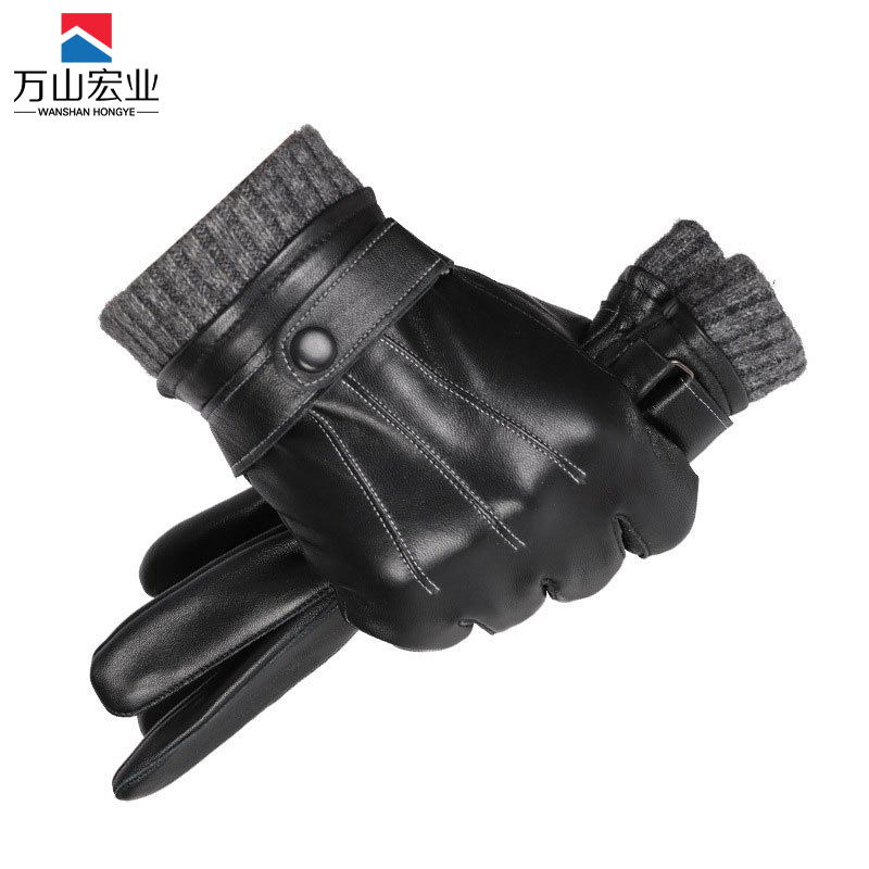 万山宏业 触屏加绒羊皮手套WD15T/副高清大图