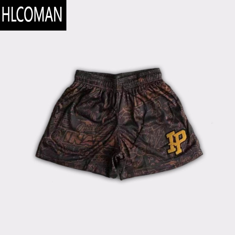 HLCOMAN美式复古涂鸦运动篮球裤男跑步速干透气短裤夏季训练裤子不过膝盖