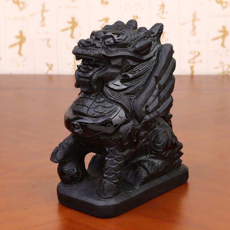 美帮汇黑曜石摆件一对开镇光宅摆件玉寓意工艺品大号高清大图