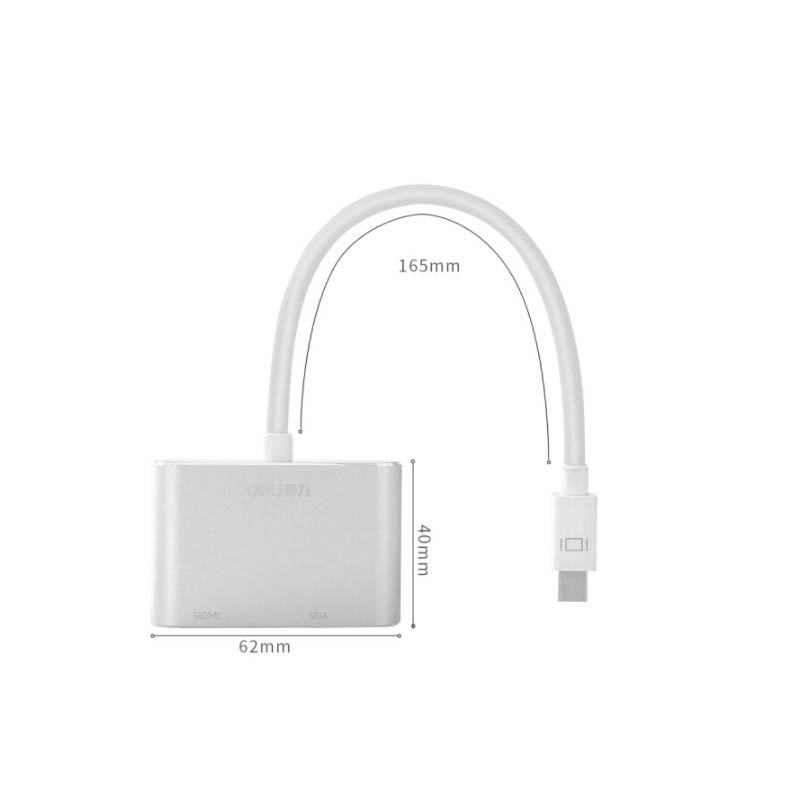 得力(deli) 83301 Mini DP转HDMI/VGA二合一转换器高清转接头 单个装