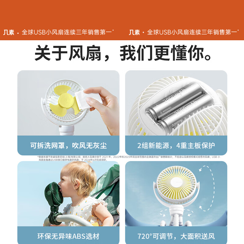 几素婴儿车风扇Stroller Fan Life1 Plus(FA24)-4000mAh随机颜色高清大图