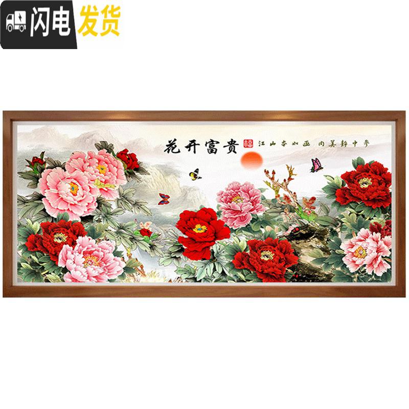 三维工匠十字绣丝线绣2019新款客厅花开富贵牡丹贴满砖自己 炫彩魔方+点钻[250*105厘米]多送钻量30满钻全高清大图