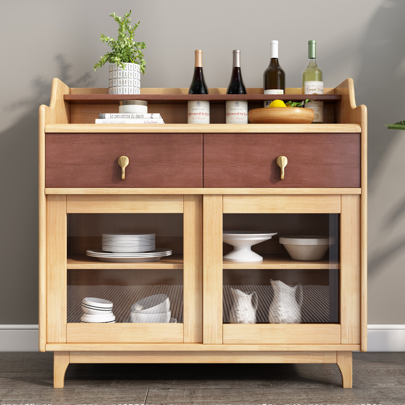 锐取餐边柜实木餐边柜现代简约茶水柜餐厅大容量储物柜家用厨房柜子