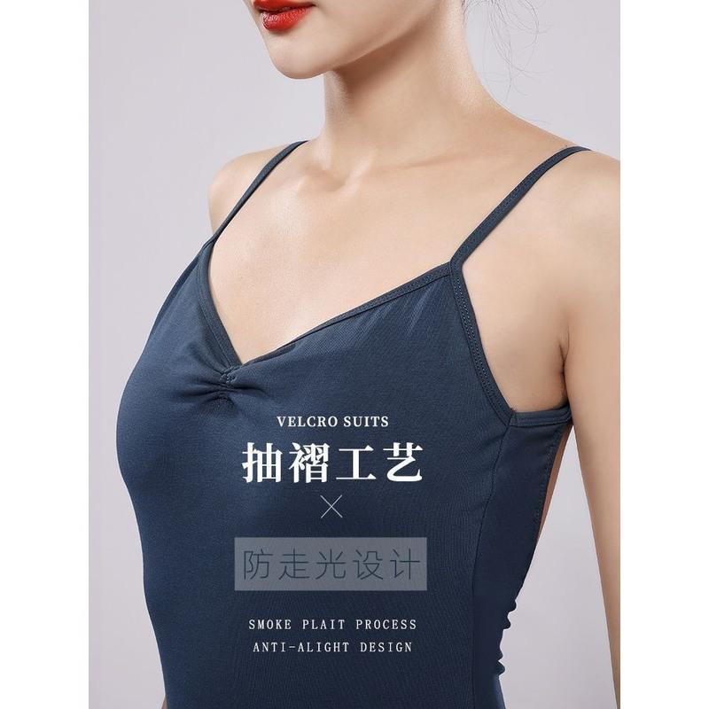 灰蓝色 S(60-75斤) 舞蹈服吊带芭蕾舞服高胯练功服女艺考形体基训服成人连体服体操服