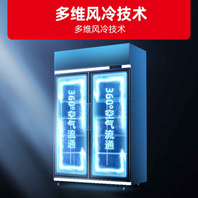 星星(XINGX) 1200升三门冷冻展示柜 商用风冷多门立式冷冻柜啤酒柜饮料柜陈列柜酒吧酒柜 LSC-1210WD