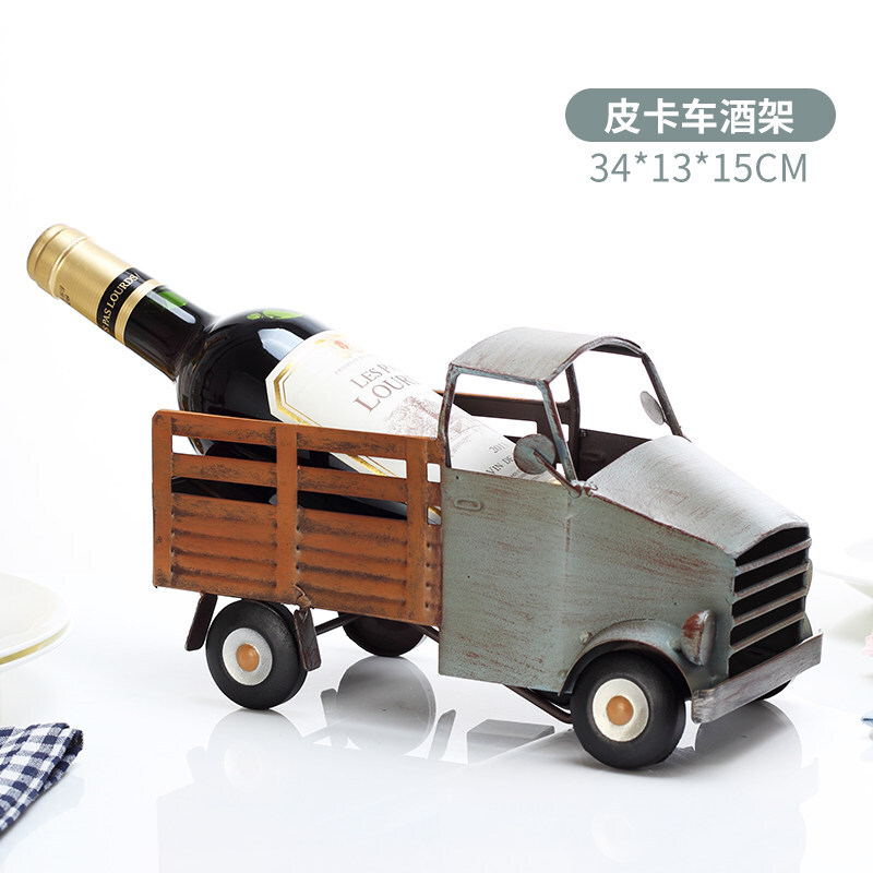 欧式创意红酒架摆件现代简约个性葡萄酒瓶架酒柜装饰品摆件波迷娜BOMINA 皮卡车酒架