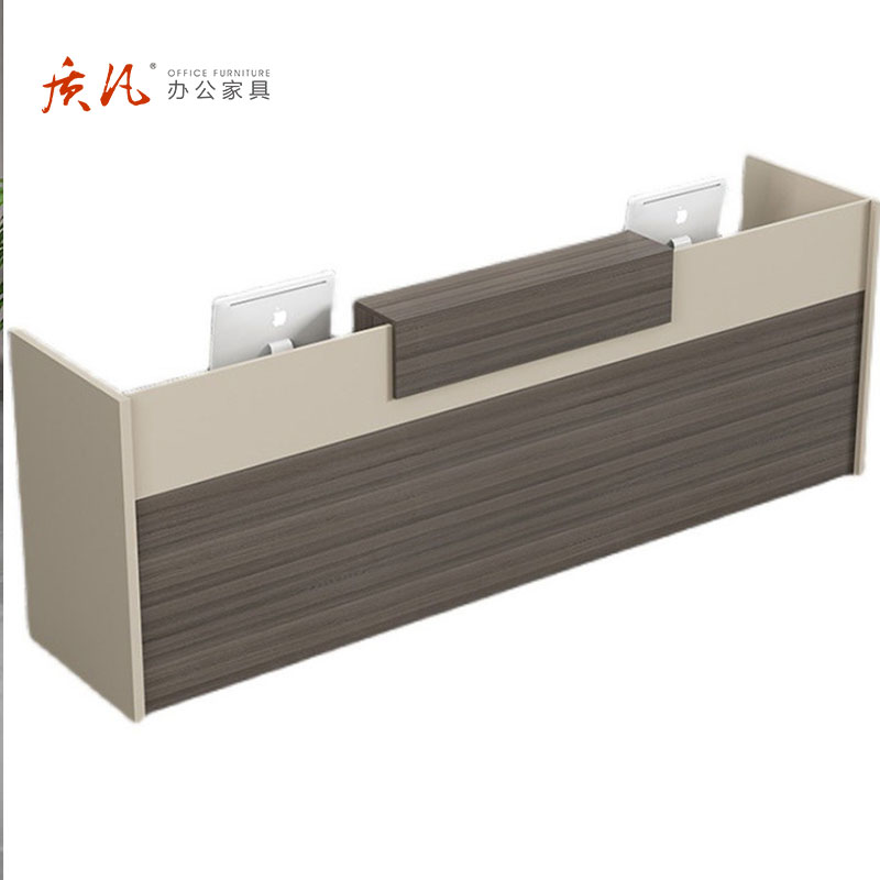 苏宁 质凡 创意前台桌接待简约公司含柜吧台桌 2000x600x1100mm高清大图