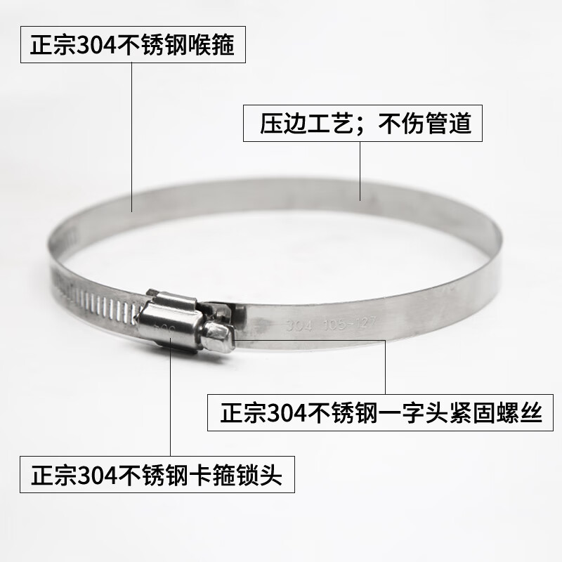 晋集 抱箍 304不锈钢双头双层 55-65mm高清大图