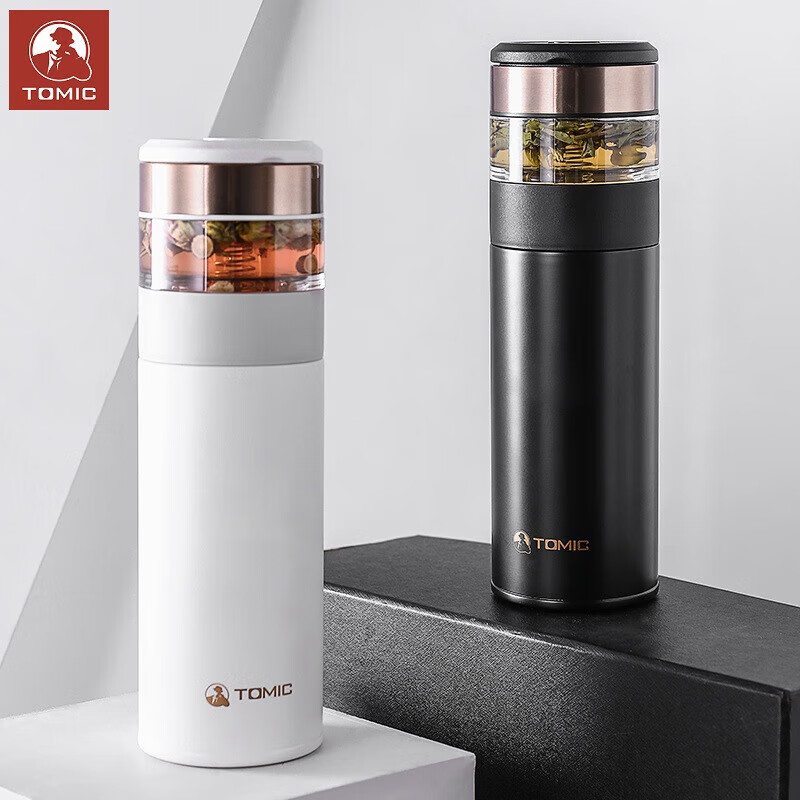 特美刻 TW60051-01 保温杯 茶水分离泡茶杯便携水杯子 370ML 白色高清大图