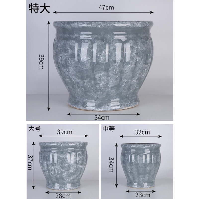 花盆 大口径陶瓷特大号花盆,大理石灰,32cm*23cm*34cm高清大图