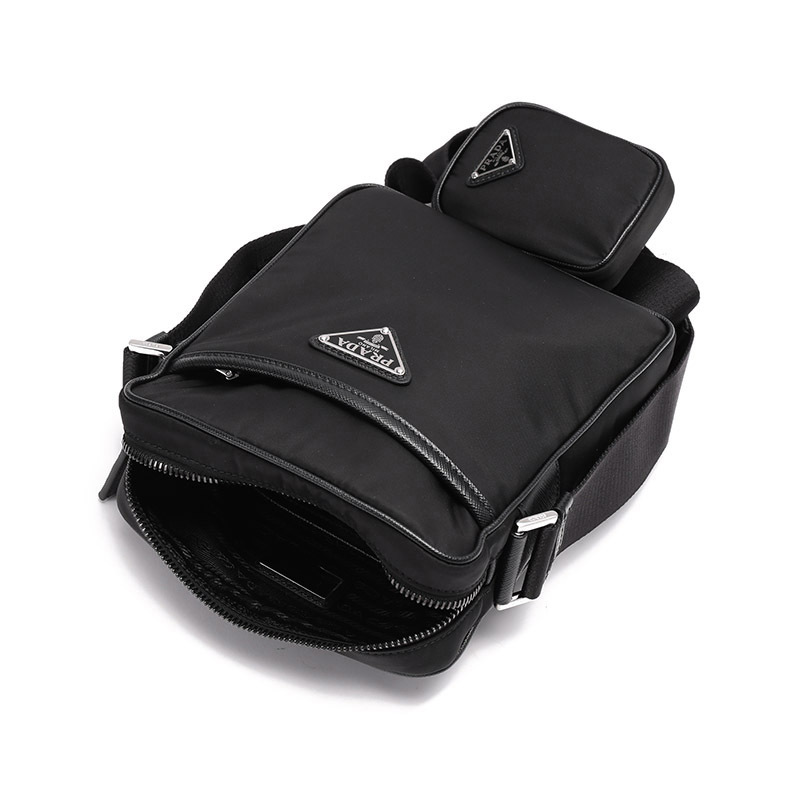 普拉达 prada 男士re-nylon再生尼龙邮差包单肩斜挎包带小包2vh112 2