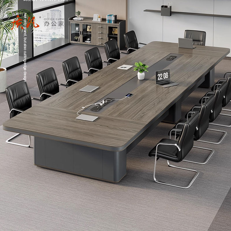 苏宁 质凡 办公家具 办公会议桌长条洽谈培训开会桌 5.0米会议桌高清大图