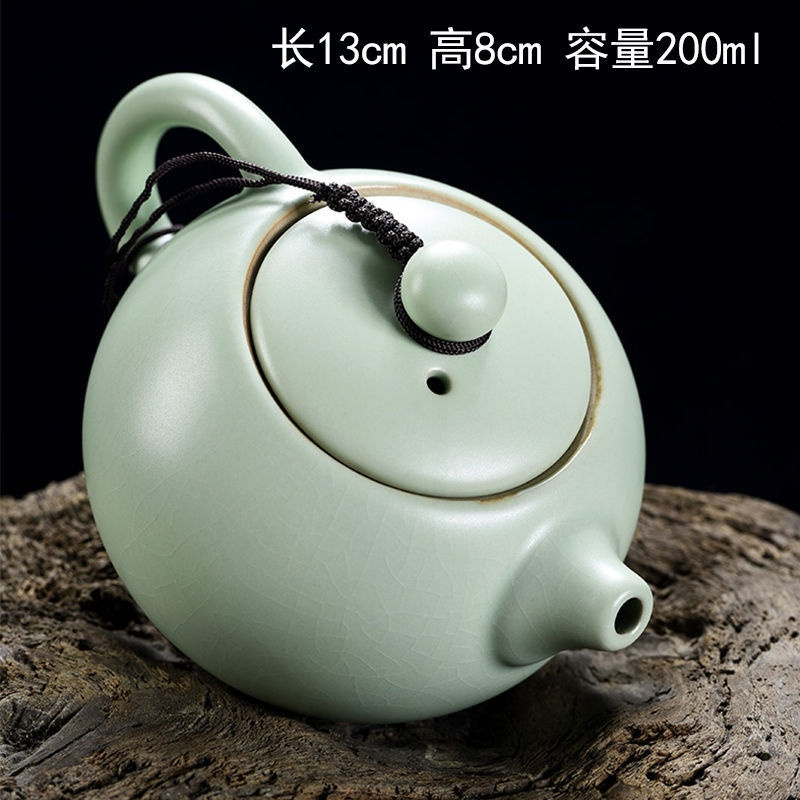 汝窑西施壶茶壶汝瓷小开片陶瓷冰裂泡茶壶办公家用单壶功夫茶具 天青汝窑西施茶壶