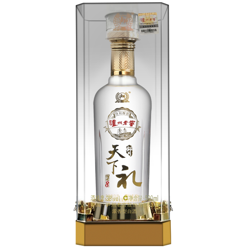泸州老窖 浓香型白酒 泸州邮礼天下酒 38度 礼8 单支礼盒 500ml*6瓶 白酒整箱