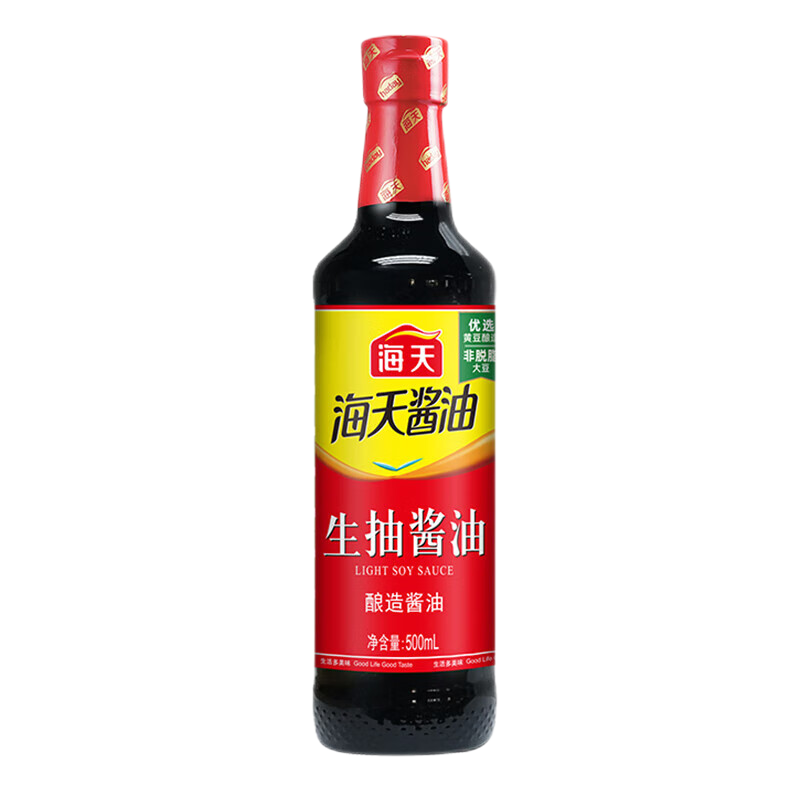 海天生抽酱油500ml+老抽酱油500ml+精制料酒800ml高清大图