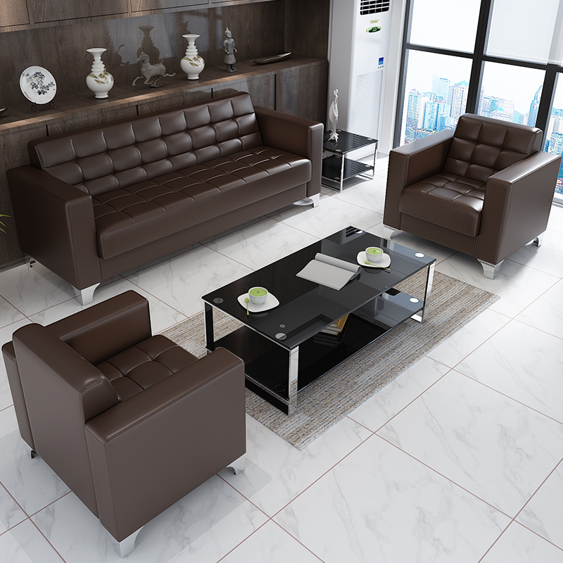 三能 办公沙发休闲会客接待三人位单人位西皮钢架沙发现代简约沙发高清大图