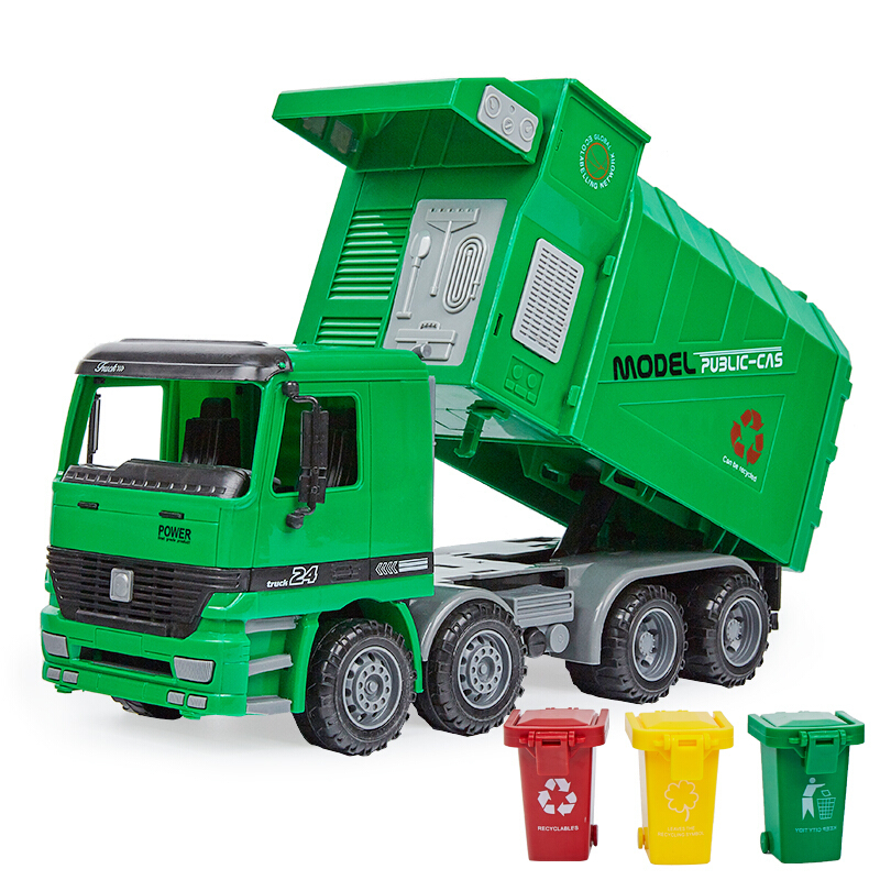 仿真惯性耐摔环保桶垃圾车大号环卫工程模型保洁清洁男孩儿童玩具