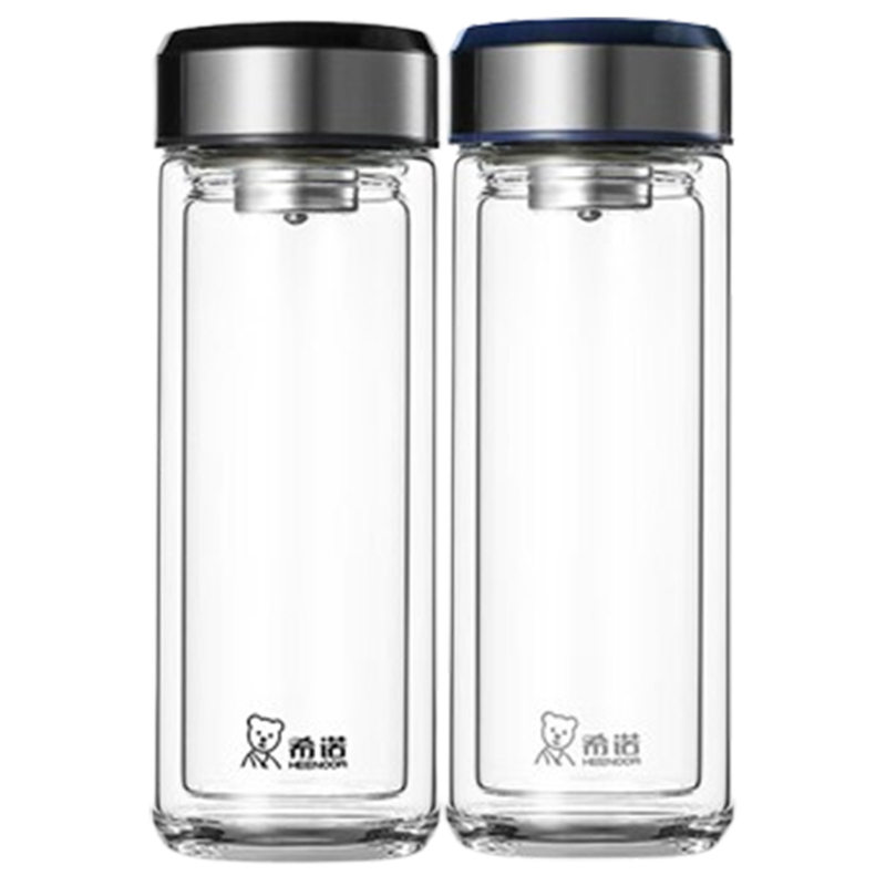 希诺玻璃杯285ml便携耐用双层隔热XN-6710(颜色随机)