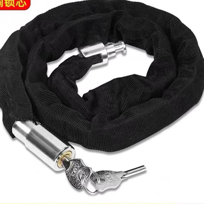 防盗链条锁便携式车防盗铁链子锁 纯铜锁芯加粗款85cm高清大图