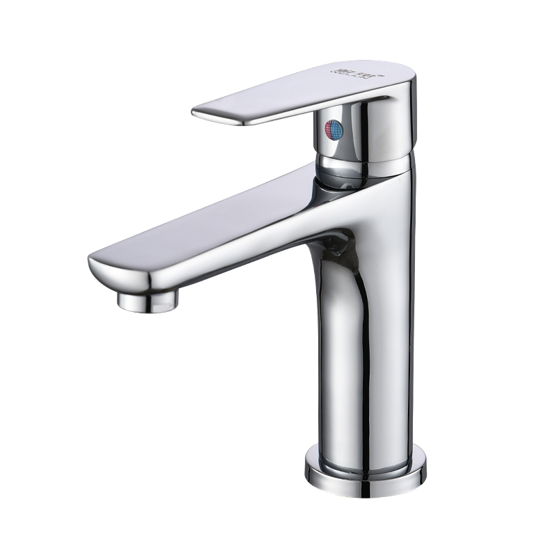 蔚珺牌冷热面盆水龙头混合水嘴高标铜科洛含80cm尖头管