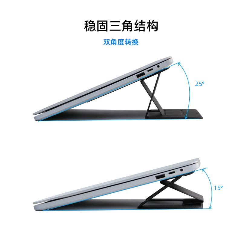 觅果(MIGUO) 桌面增高 粘贴式皮质折叠支架 轻便易携 稳固设计 适用于笔记本电脑图片