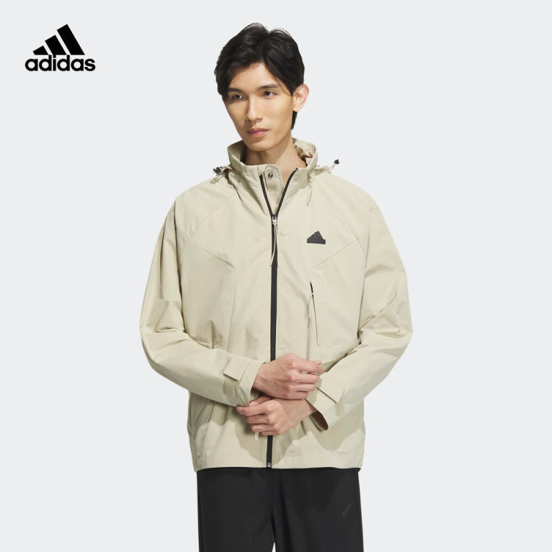 adidas阿迪达斯官方轻运动男抗风透湿疏水运动连帽夹克外套IP4924 草原棕 A/S